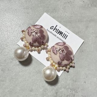 No.153 ハンドメイド　インド刺繍リボン　ピアス　イヤリング(ピアス)