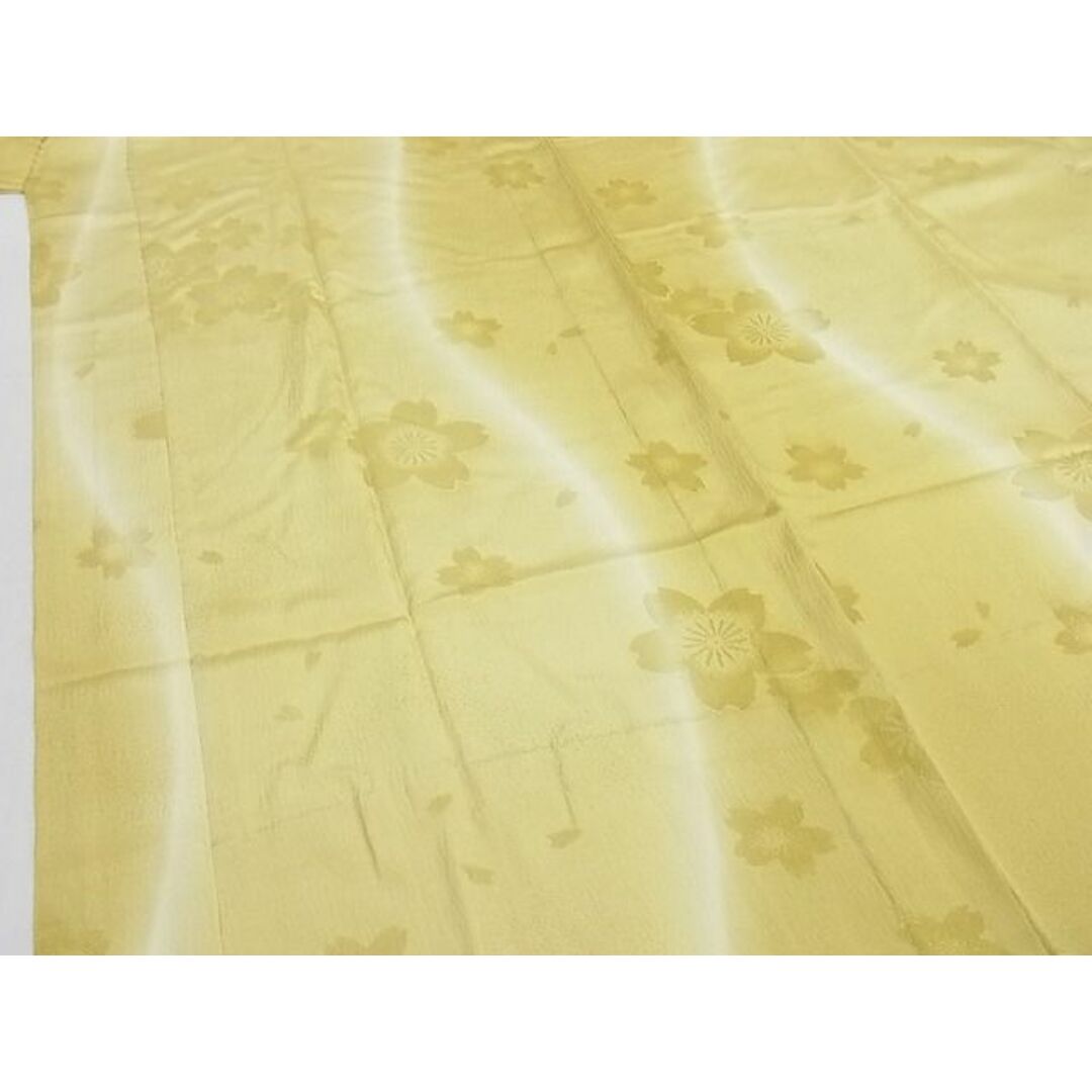 平和屋-こころ店■長襦袢　無双仕立て　舞桜地紋　暈し染め　やまと誂製　正絹　逸品　3kk1740