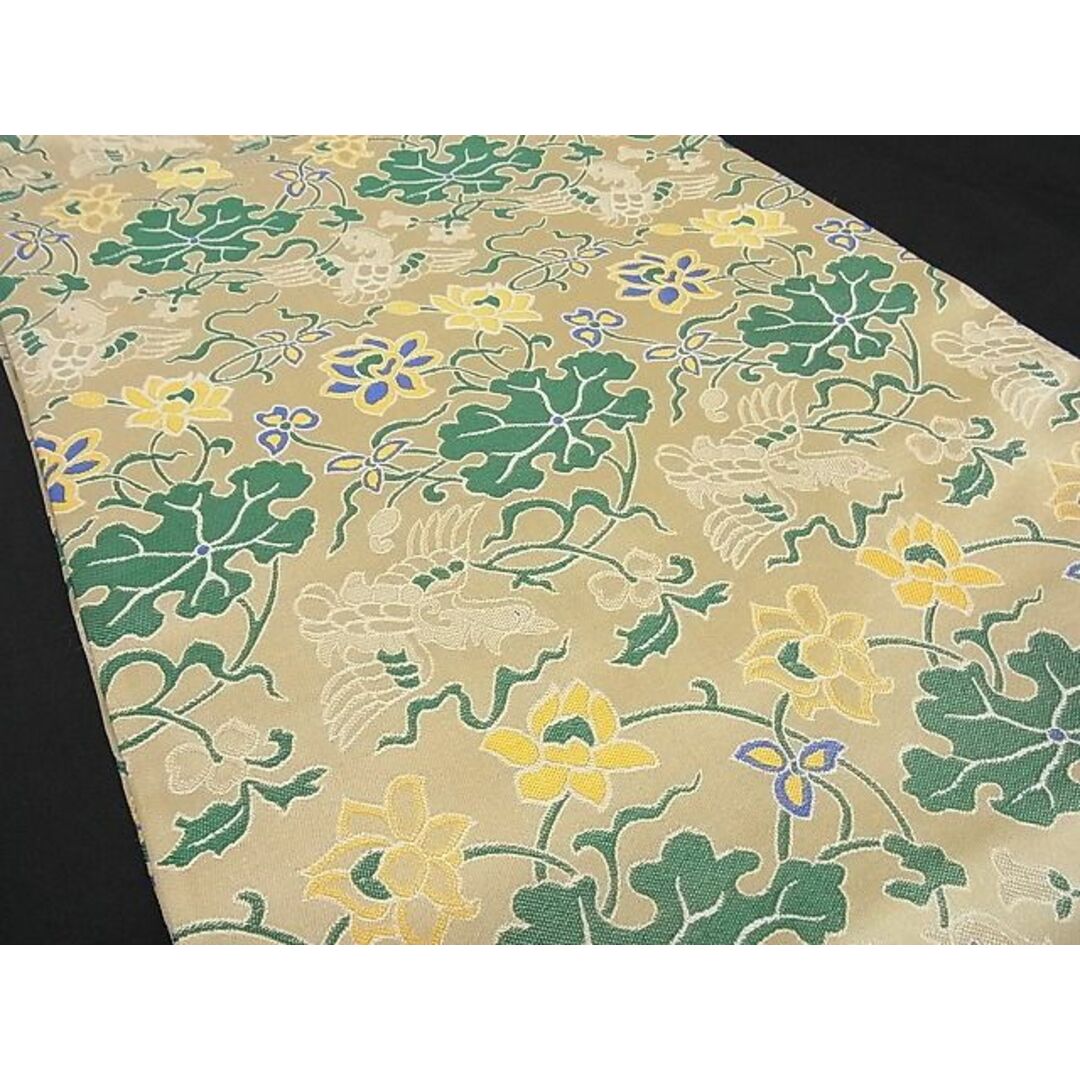 平和屋-こころ店□極上 九寸開き名古屋帯 花鳥文 正絹 逸品 3kk1870 ...