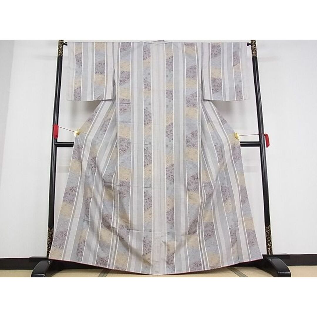 平和屋-こころ店■極上　結城紬　80亀甲　花間道　着丈163cm　裄丈64.5cm　正絹　逸品　未使用　3kk1606