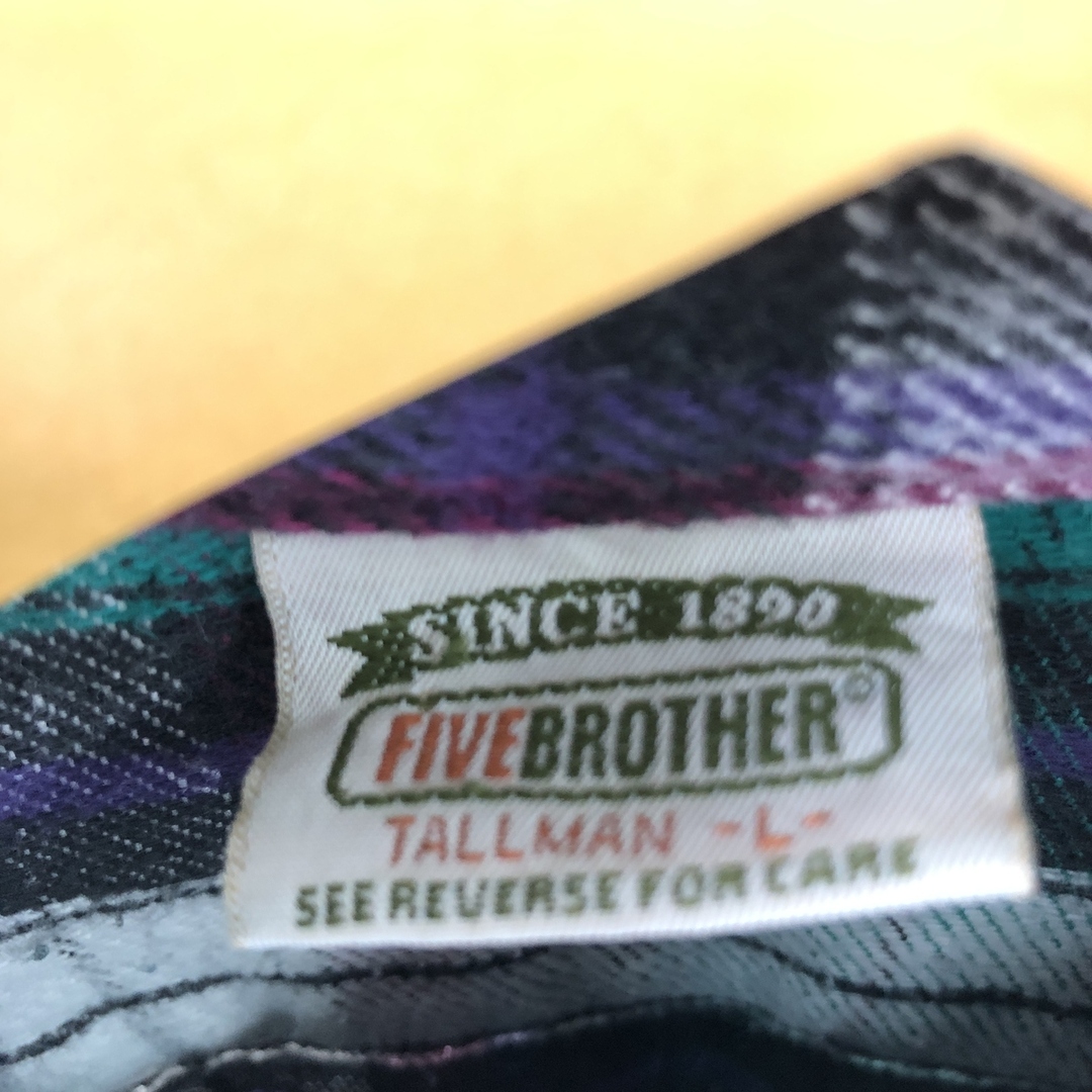 90年代 ファイブブラザー Five Brother 長袖 チェック柄 フランネルシャツ USA製 メンズL ヴィンテージ /eaa368465 2