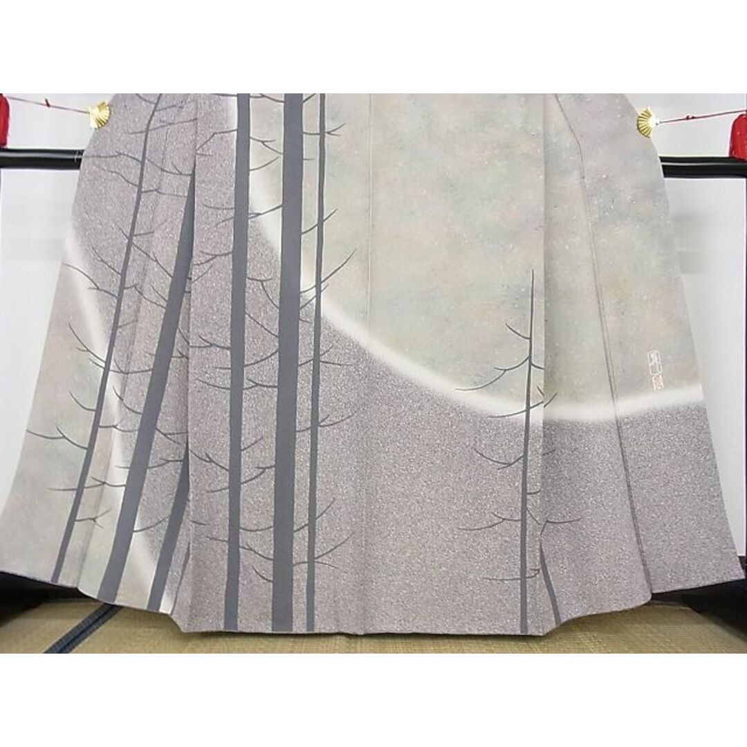 平和屋-こころ店■訪問着 風景文 たたき染め 金銀彩 着丈161cm 裄丈63cm 正絹 逸品 B-np8445