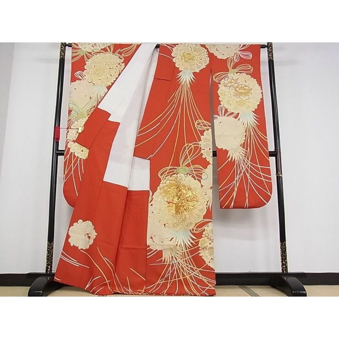 平和屋-こころ店■極上 振袖 駒刺繍 花くす玉文 金彩 金通し地 着丈165cm 裄丈65cm 正絹 逸品 3kk1600 2