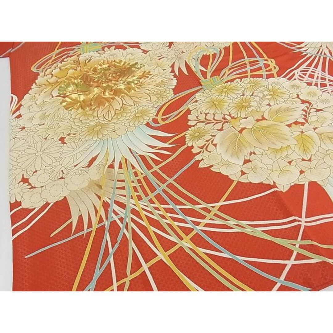 平和屋-こころ店■極上 振袖 駒刺繍 花くす玉文 金彩 金通し地 着丈165cm 裄丈65cm 正絹 逸品 3kk1600 3
