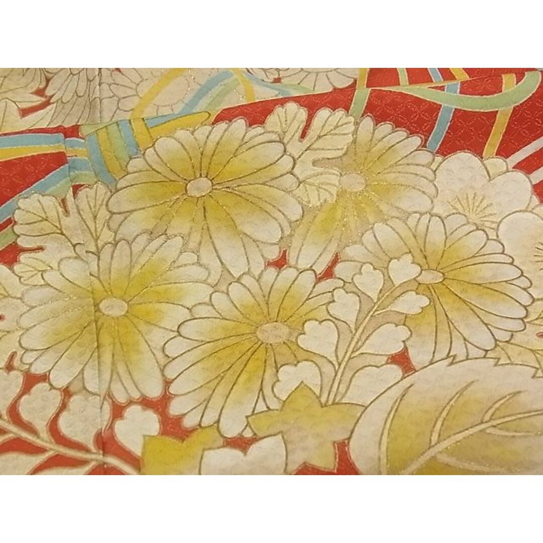 平和屋-こころ店■極上 振袖 駒刺繍 花くす玉文 金彩 金通し地 着丈165cm 裄丈65cm 正絹 逸品 3kk1600 6