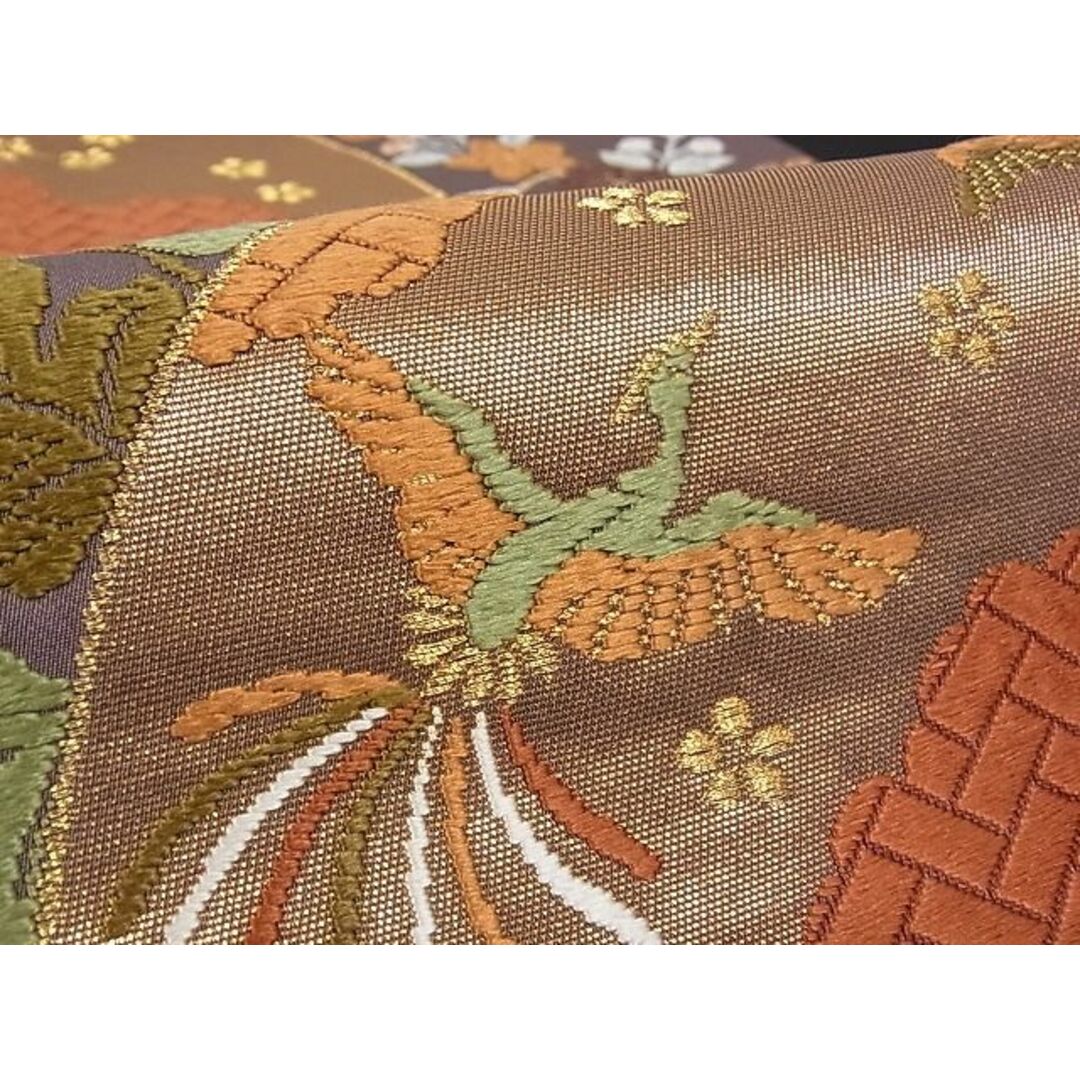 平和屋-こころ店□極上 西陣 河合美術織物謹製 六通柄袋帯 唐織 扇面