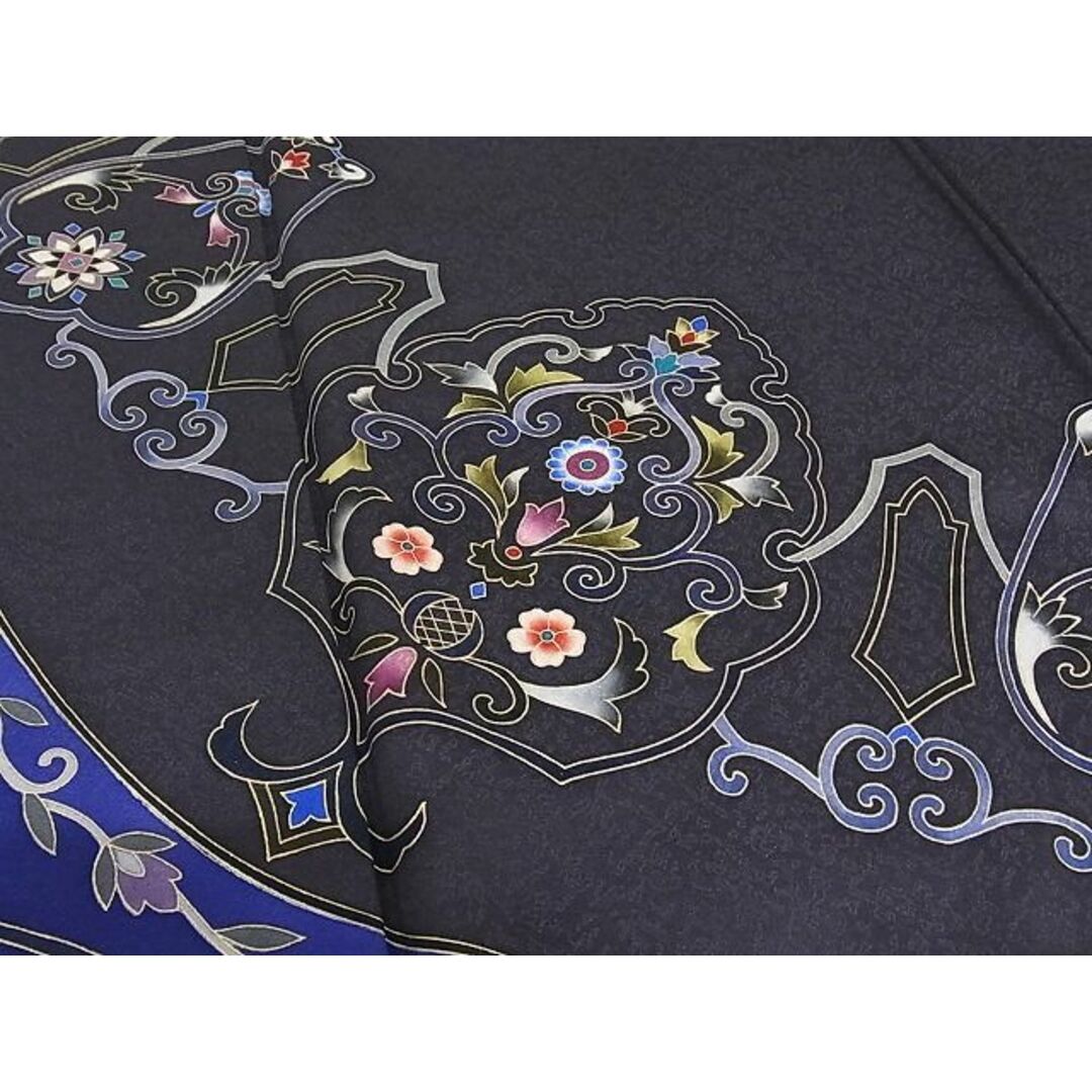 平和屋-こころ店■夏物 訪問着 刺繍 草花文 銀糸 着丈157.5cm 裄丈64.5cm 正絹 逸品 A-ck4120