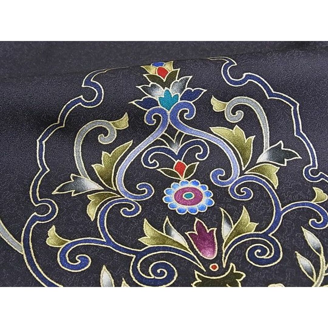 平和屋-こころ店■夏物 訪問着 刺繍 草花文 銀糸 着丈157.5cm 裄丈64.5cm 正絹 逸品 A-ck4120