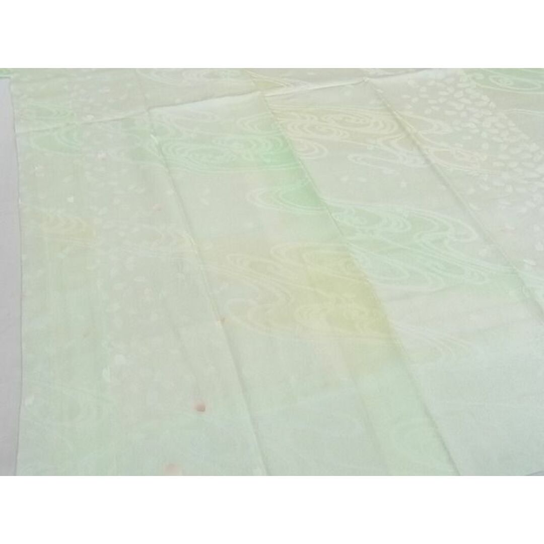平和屋-こころ店■長襦袢　袷　流水舞桜地紋　正絹　逸品　未使用　3kk1742