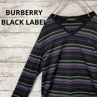 バーバリーブラックレーベル(BURBERRY BLACK LABEL)のBURBERRY BLACK LABEL ボーダー柄セーター ロゴ 刺繍 人気(ニット/セーター)