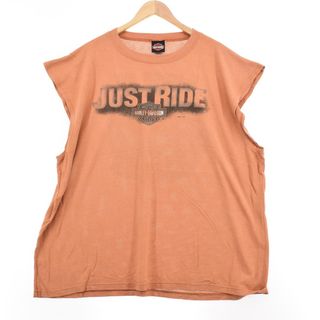 ハーレーダビッドソン(Harley Davidson)の古着 ハーレーダビッドソン Harley-Davidson 両面プリント モーターサイクル バイクTシャツ ノースリーブ USA製 メンズXXL /eaa320701(Tシャツ/カットソー(半袖/袖なし))