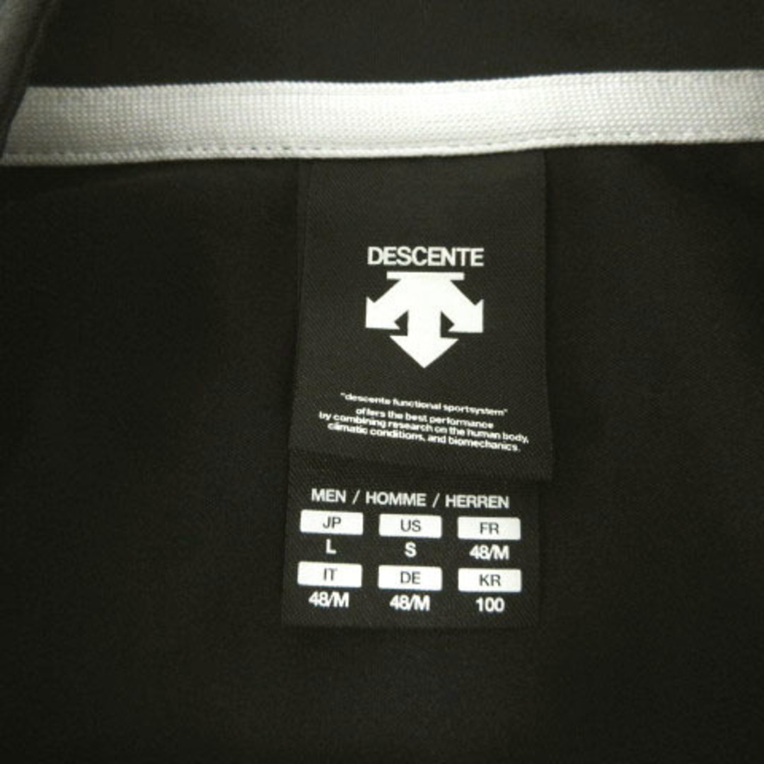 デサント DESCENTE ジャケット ジップアップ ロゴプリント 黒 白 L