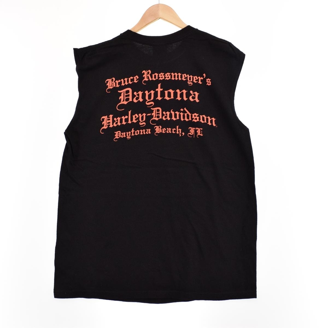 ハーレーダビッドソン Harley-Davidson ドクロ柄 スカル柄 両面プリント モーターサイクル バイクTシャツ ノースリーブ メンズL /eaa320795 1