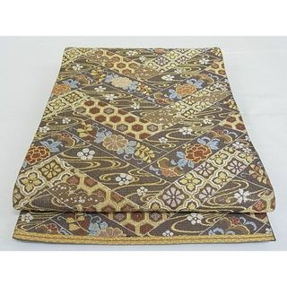 平和屋-こころ店■六通柄袋帯 九百織 小袖類取 金銀糸 正絹 逸品 A-br5535