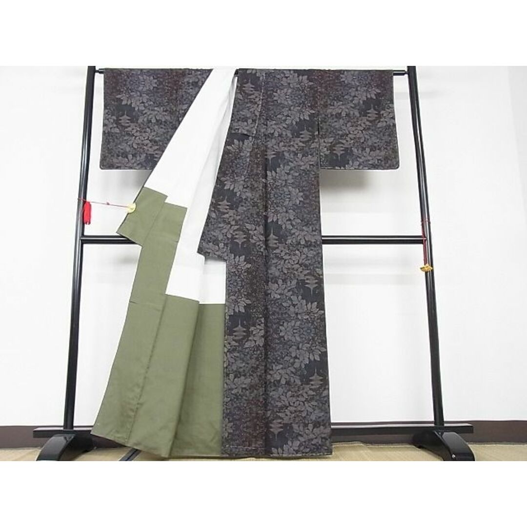 平和屋-こころ店■極上　本場大島紬　9マルキ　泥染め　風景文　着丈159cm　裄丈64cm　正絹　逸品　未使用　3kk1838