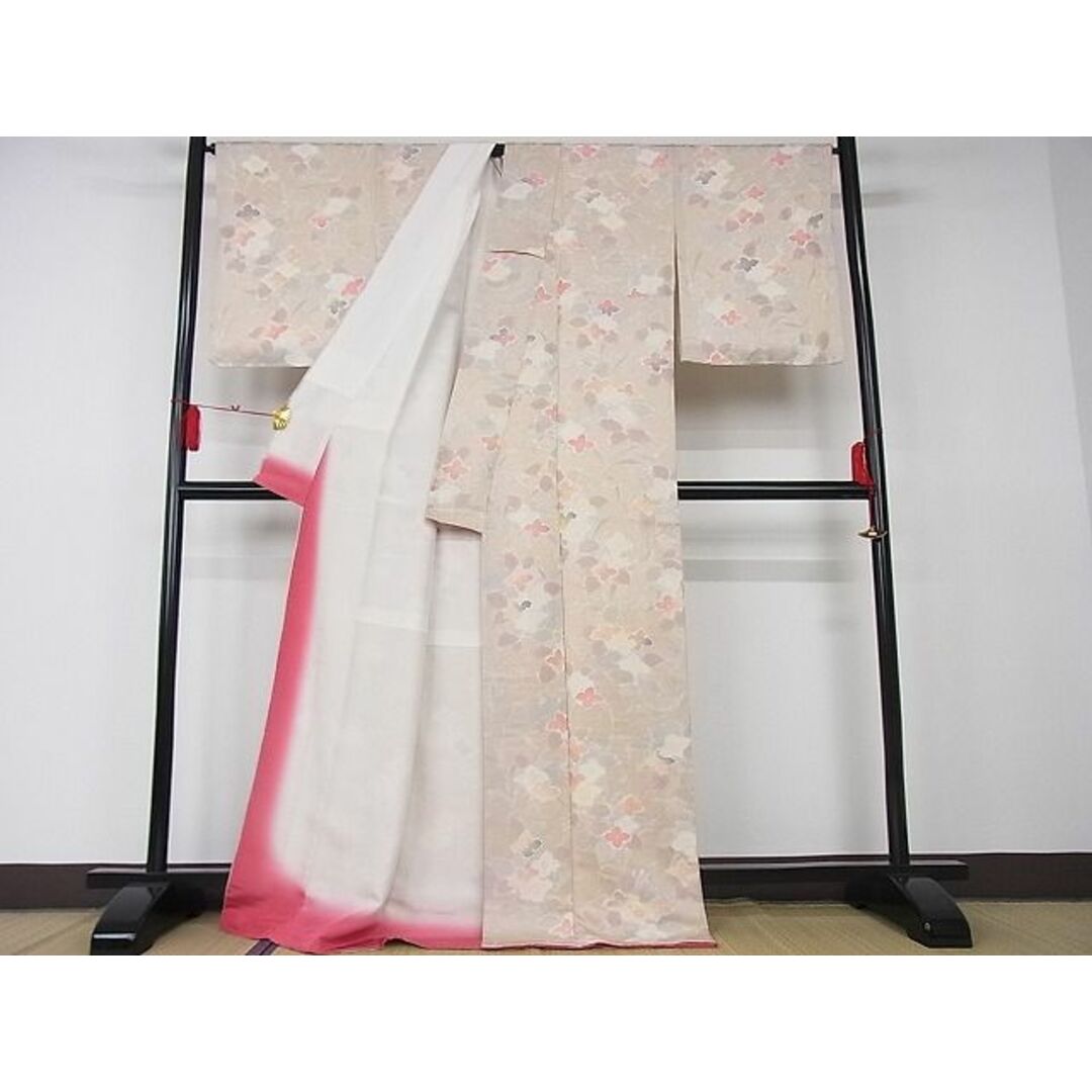 平和屋-こころ店□極上 小紋 地紋起こし 花尽くし ロング丈 着丈172cm