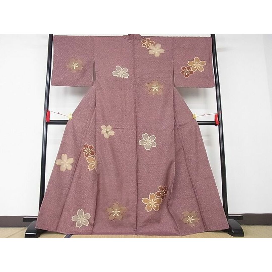 平和屋-こころ店■極上　白山紬　訪問着　舞桜　金彩　着丈167cm　裄丈68cm　正絹　逸品　未使用　3kk2053