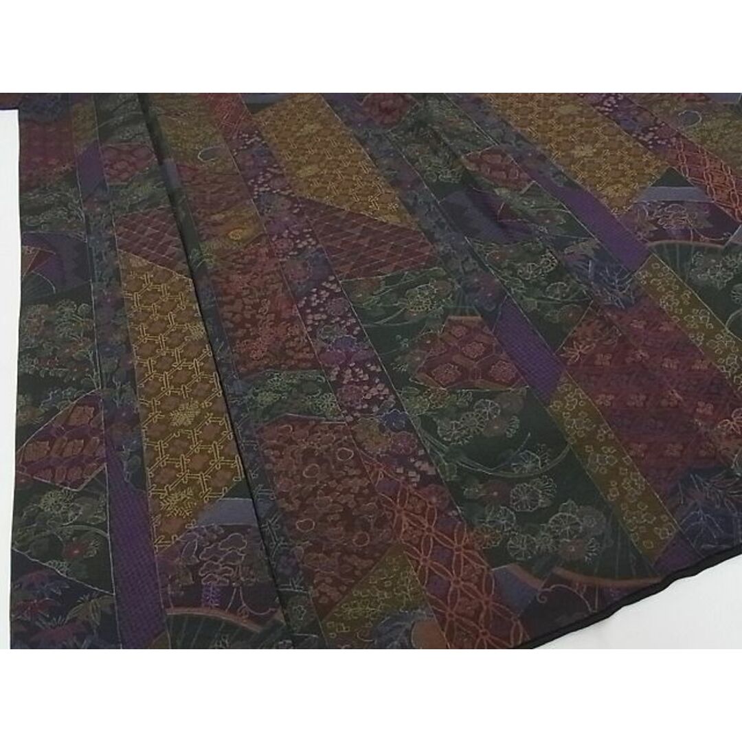 平和屋-こころ店■極上 前田仁仙 仁仙更紗 小紋・袋帯セット 仁仙花布 草花間道 やまと金ラベル 反端付き 着丈169cm 裄丈67cm 逸品 3kk1459