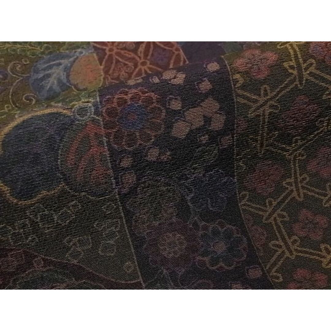 平和屋-こころ店■極上 前田仁仙 仁仙更紗 小紋・袋帯セット 仁仙花布 草花間道 やまと金ラベル 反端付き 着丈169cm 裄丈67cm 逸品 3kk1459