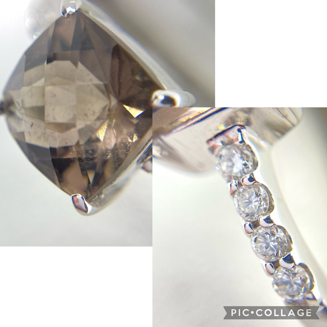 K18WG ダイヤ付 スモーキークォーツ リング SQ1.53 D0.13 レディースのアクセサリー(リング(指輪))の商品写真