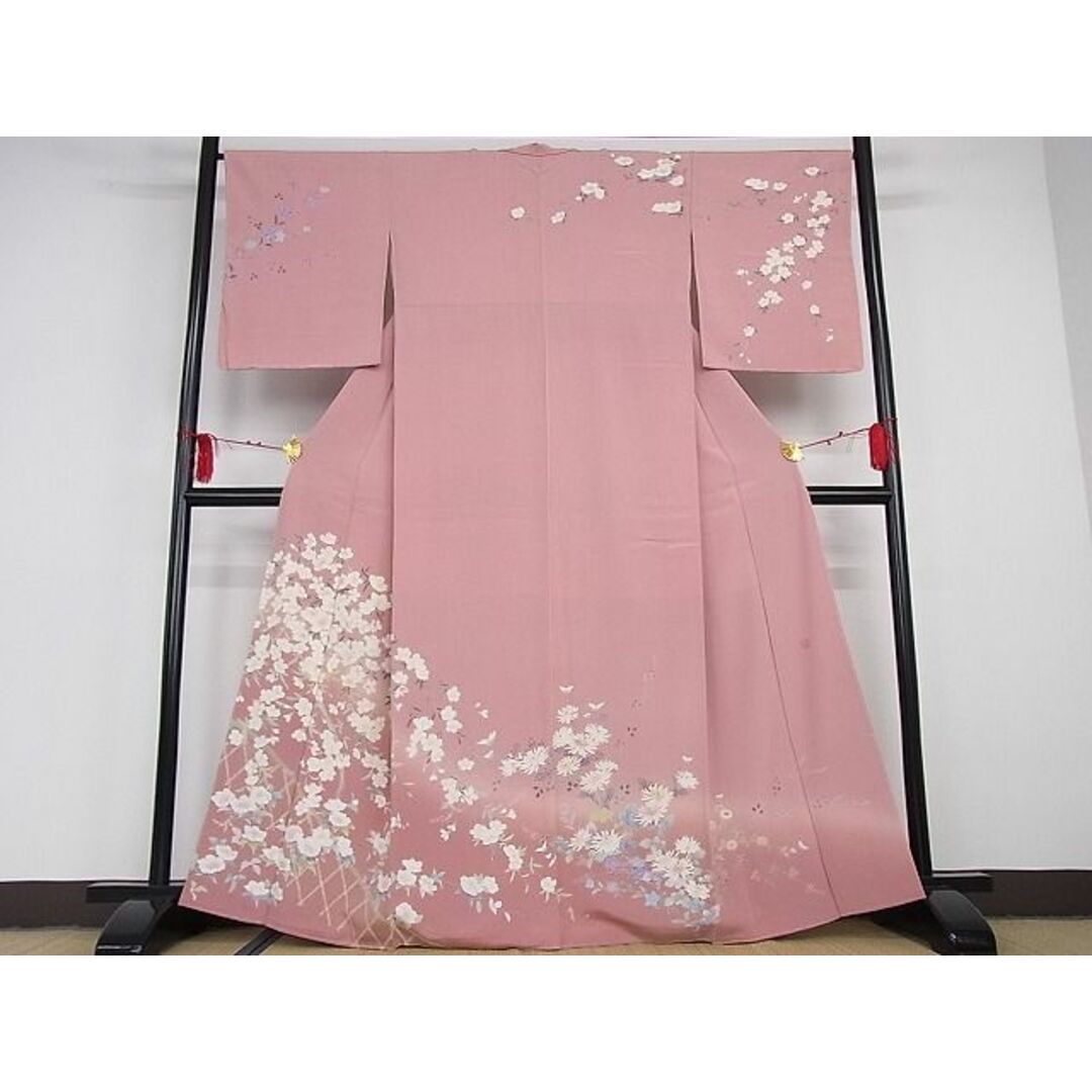 平和屋-こころ店■極上　訪問着　友禅　作家物　枝花文　暈し染め　着丈163cm　裄丈67cm　正絹　逸品　未使用　3kk2620