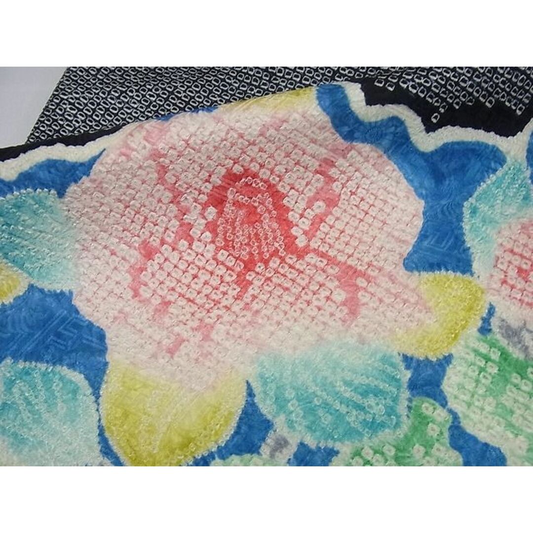 平和屋1□極上 名門 藤娘きぬたや・総絞り 九寸名古屋帯 枝花文 黒地
