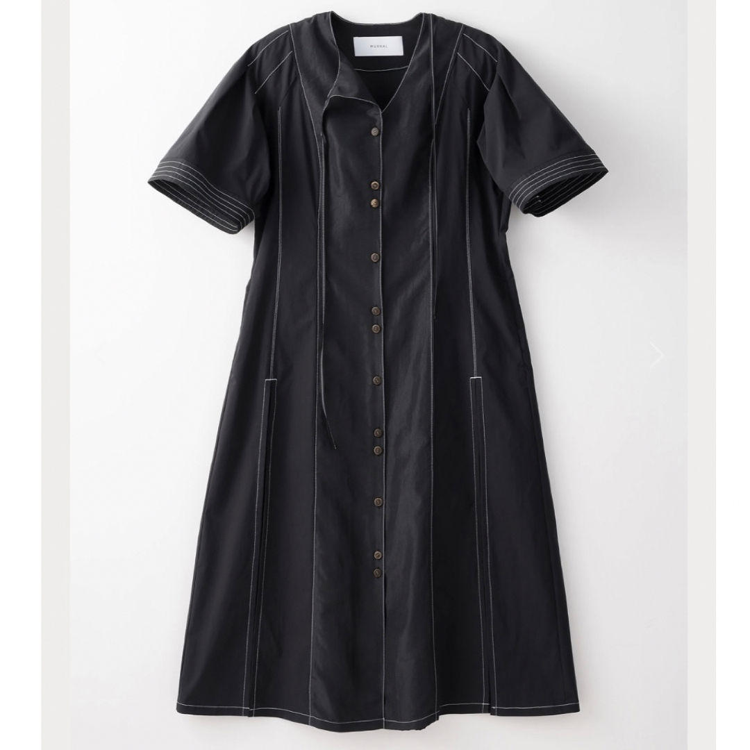 murral (ミューラル) Slit long shirts(Black)ワンピース