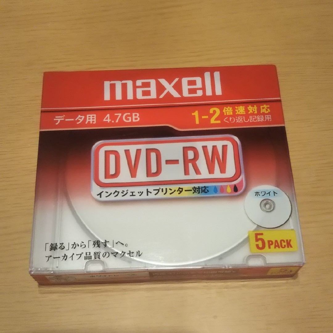 maxell(マクセル)のマクセル データ用 DVD-RW 4.7GB ホワイト 5枚(5枚) スマホ/家電/カメラのテレビ/映像機器(その他)の商品写真