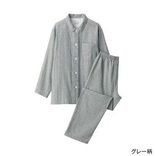 ムジルシリョウヒン(MUJI (無印良品))の【新品】  無印良品 脇に縫い目のない 二重ガーゼパジャマ／グレー柄／Ｌ(パジャマ)