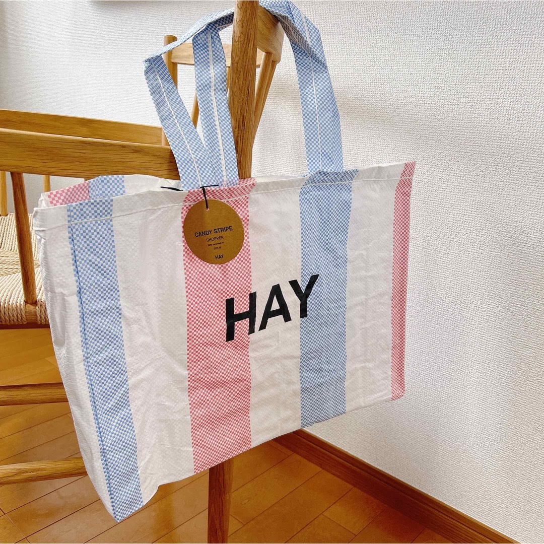 【ヨーロッパ買付品】HAY キャンディストライプショッパー　M  エコバック レディースのバッグ(トートバッグ)の商品写真