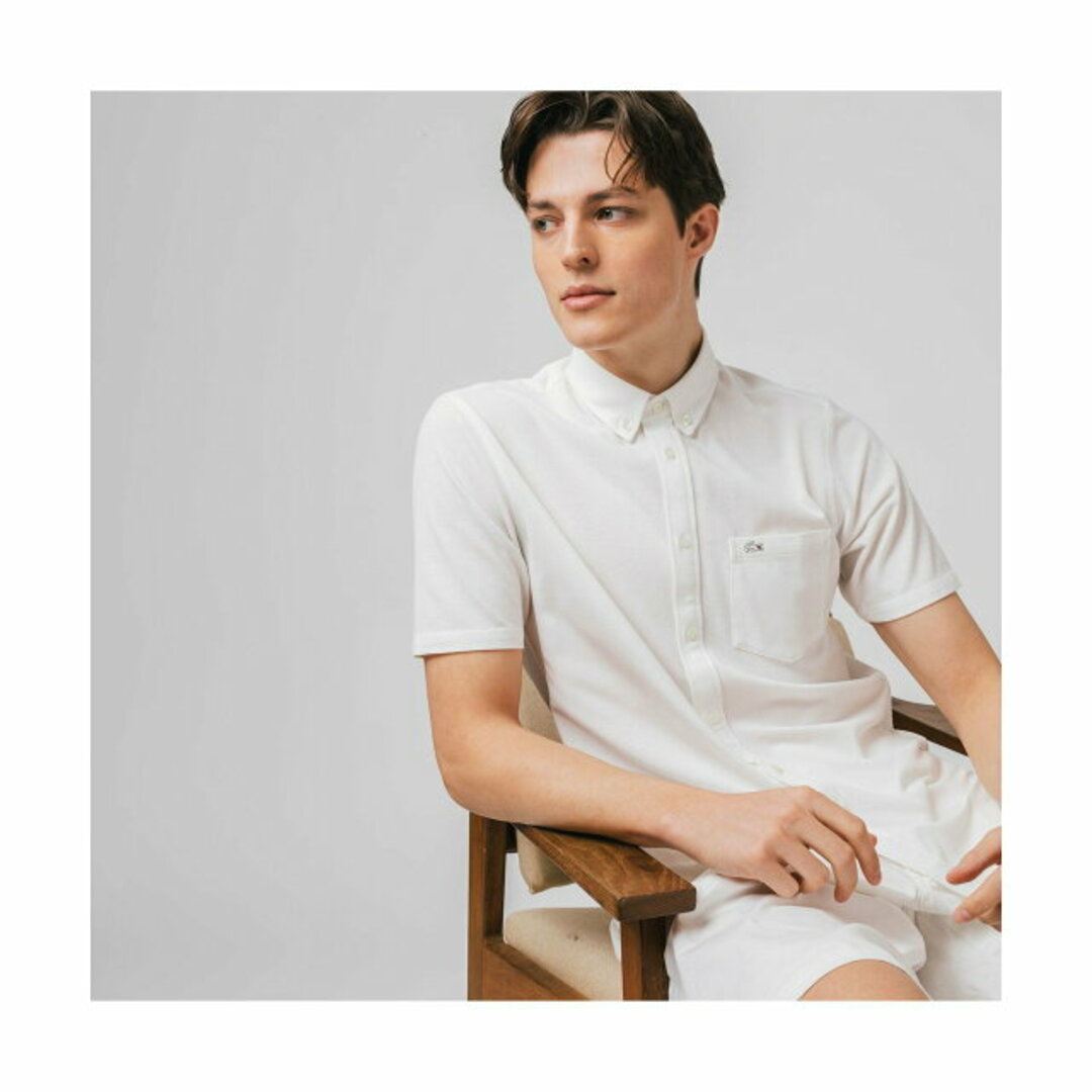 LACOSTE - 【ホワイト】クールマックスブレンド鹿の子地半袖シャツ