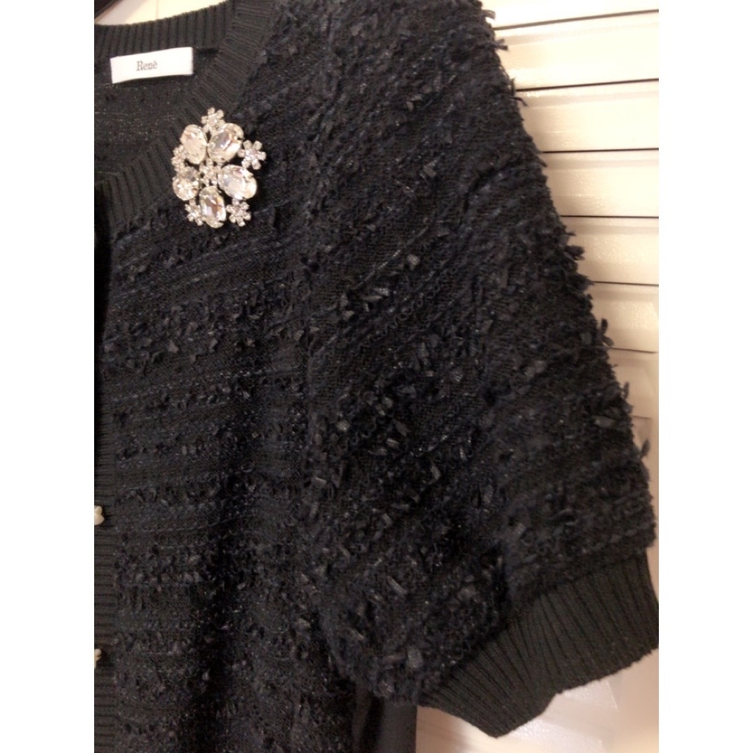 Rene 2023♡人気完売✨希少パールボタン♡ツイード風ロングカーディガン34