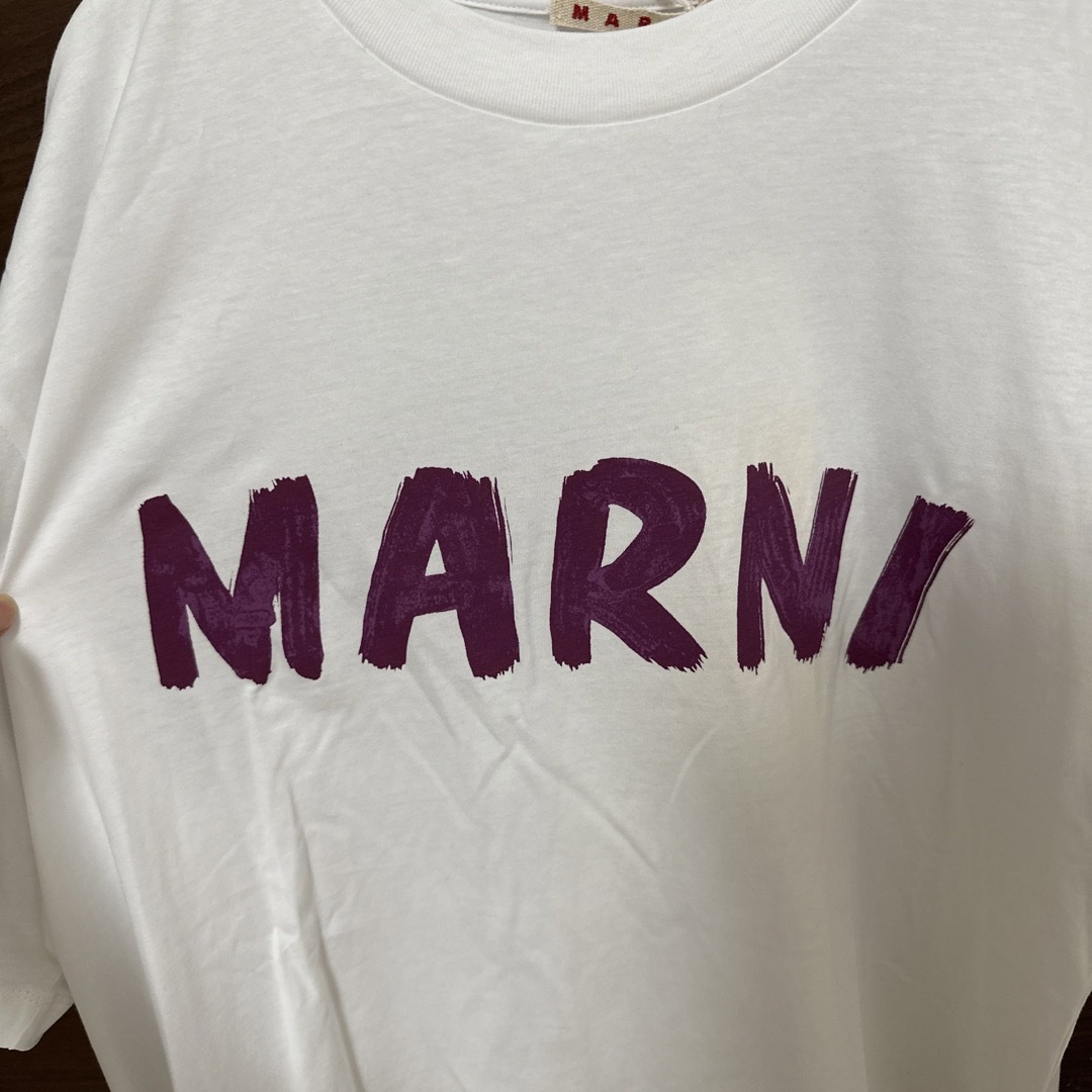 新品 50 21aw MARNI にじみロゴ Tシャツ 白 2312