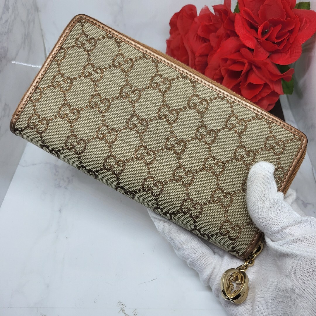 Gucci - 【極美品】 GUCCI グッチ ラウンドファスナー 長財布 財布 GG