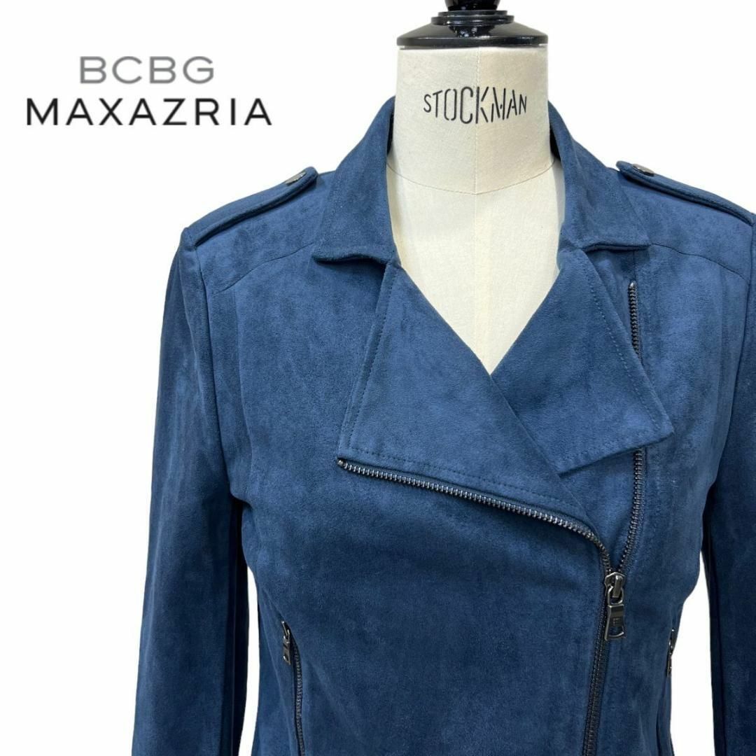 BCBGMAXAZRIA(ビーシービージーマックスアズリア)の美品 ☆ BCBG MAXAZRIA スエード調 ダブルライダース ジャケット レディースのジャケット/アウター(ライダースジャケット)の商品写真