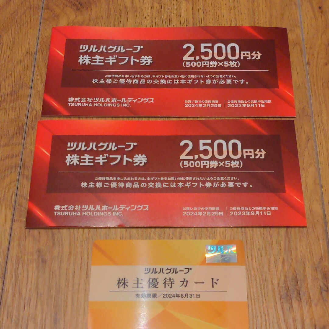 ツルハドラッグ 株主優待 5000円分+株主優待カード2枚