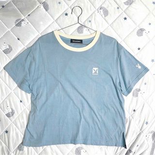 プレイボーイ(PLAYBOY)のPLAYBOY Tシャツ ライトブルー 水色 M ロゴ(Tシャツ(半袖/袖なし))