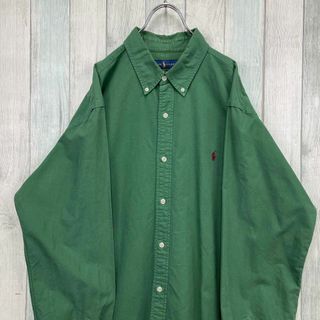 ポロラルフローレン(POLO RALPH LAUREN)の【希少カラー】古着　ポロ　ラルフローレン　長袖　シャツ　刺繍　グリーン(シャツ)