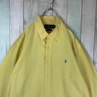 ポロラルフローレン(POLO RALPH LAUREN)の古着　ポロ　ラルフローレン　長袖　シャツ　刺繍　厚手　イエロー　XL(シャツ)