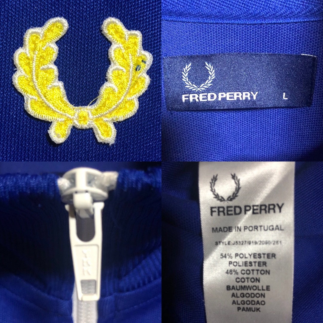 Fred Perry⭐️トラックジャケット L 刺繍月桂樹 ブルー×イエロー