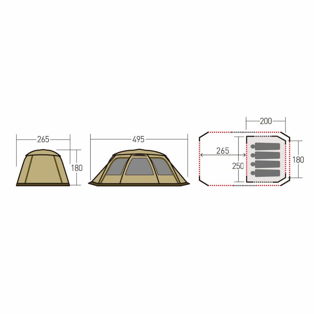 CAMPAL JAPAN(キャンパルジャパン)のオガワ ファシル 2737  4人用 2ルームテント 新品・未使用・未開封品 スポーツ/アウトドアのアウトドア(テント/タープ)の商品写真