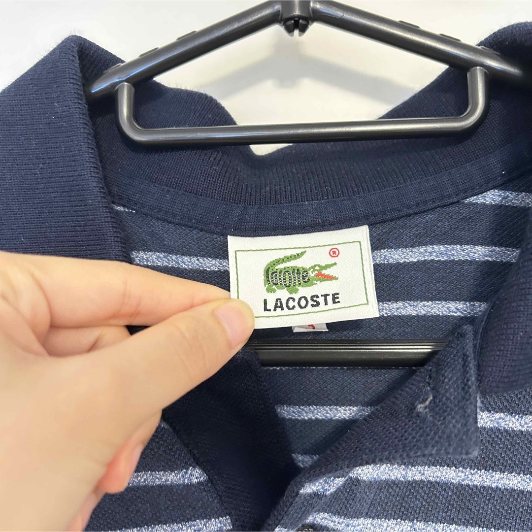 LACOSTE(ラコステ)の90's LACOSTE 半袖ポロシャツ古着 ボーダー　ワンポイント刺繍  M メンズのトップス(ポロシャツ)の商品写真