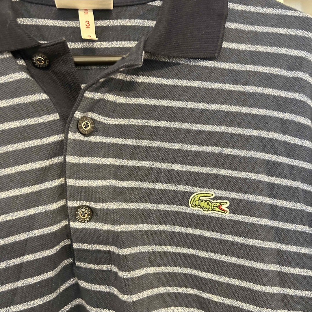 LACOSTE(ラコステ)の90's LACOSTE 半袖ポロシャツ古着 ボーダー　ワンポイント刺繍  M メンズのトップス(ポロシャツ)の商品写真