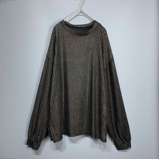 ザラ(ZARA)のC084 ザラ S メッシュプルオーバー ラメ テロテロ素材 綺麗め 長袖(ニット/セーター)