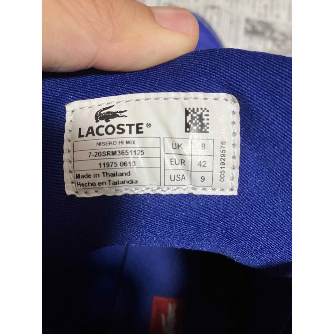 LACOSTE(ラコステ)のラコステ ハイカットスニーカー 青 42 27.0相当 ワニ 古着 靴 メンズの靴/シューズ(スニーカー)の商品写真