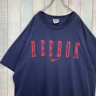 リーボック(Reebok)の古着　リーボック　Tシャツ　90s　シングルステッチ　2XL　ネイビー(Tシャツ/カットソー(半袖/袖なし))