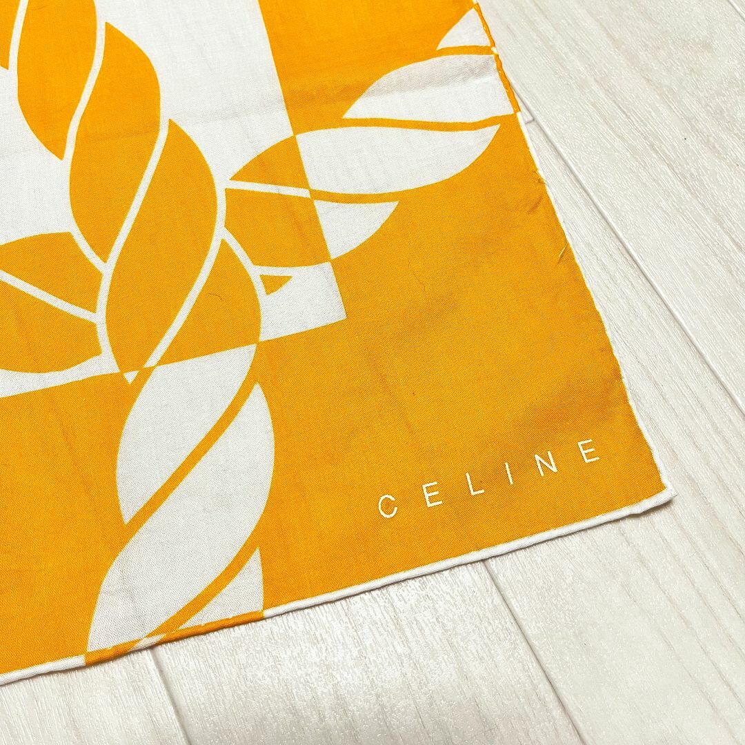 CELINE セリーヌ スカーフ COTTON 100% コットン - バンダナ/スカーフ CELINE セリーヌ 大判 シルクスカーフ フリンジ 花 リボン ロゴ