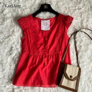 カリアング(kariang)の【訳あり美品♡】　カリアング　日本製フレンチスリーブ素敵ブラウス　くるみボタン(シャツ/ブラウス(半袖/袖なし))