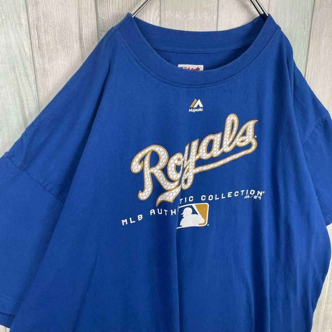 MLB(メジャーリーグベースボール)の古着　マジェスティック　Tシャツ　MLBカンザスシティ・ロイヤルズ　ゆるだぼ3L メンズのトップス(Tシャツ/カットソー(半袖/袖なし))の商品写真