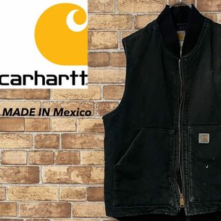 カーハート(carhartt)のカーハート　メキシコ製　ダック地ベスト　中綿キルティング　黒　M　アウトレット(ベスト)